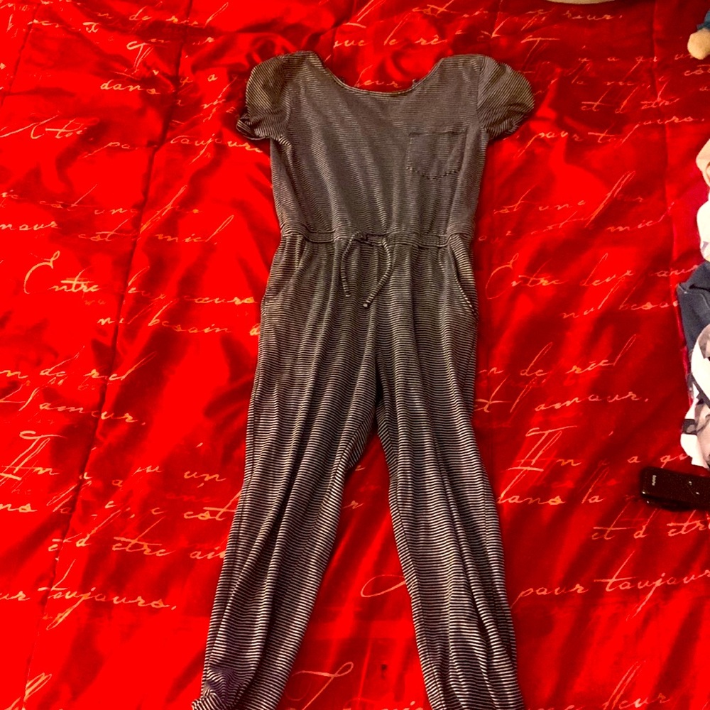 Girls size small Old Navy, striped black and white romper